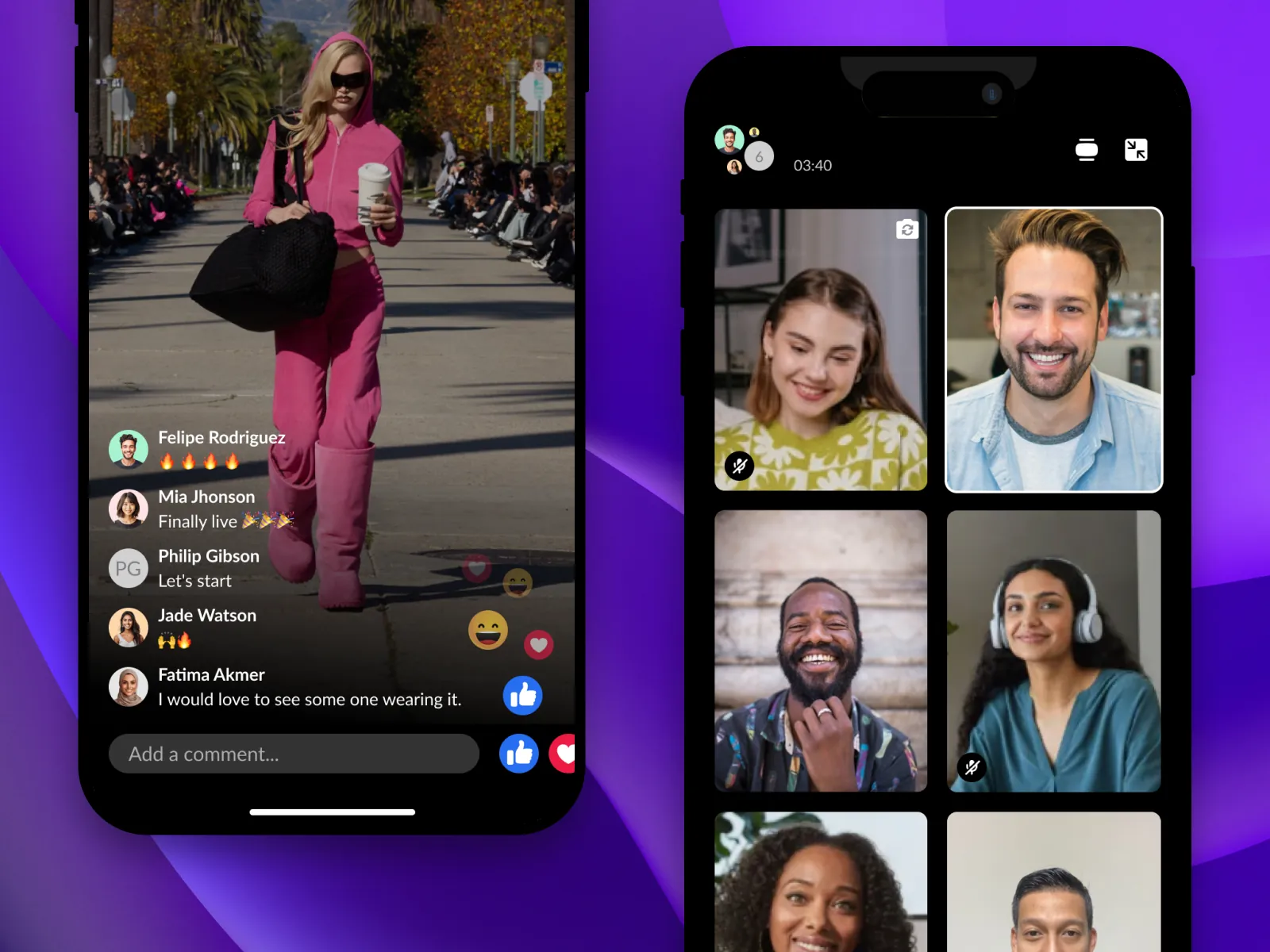 Live video and real-time communication UI