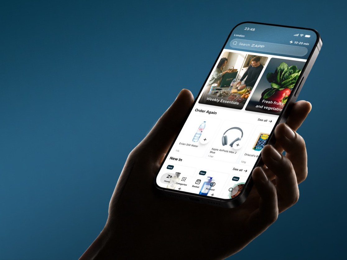 Zapp consumer app shown in hand