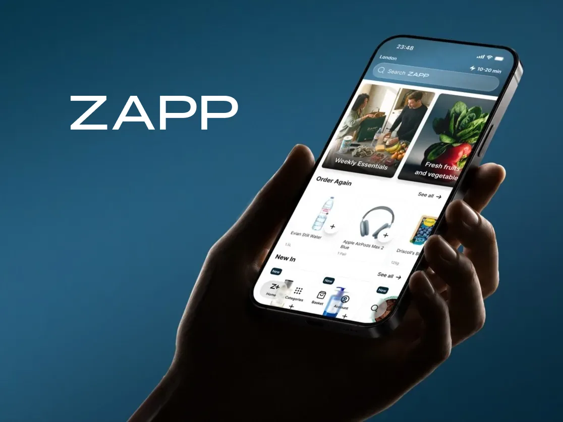 Zapp consumer app shown in hand